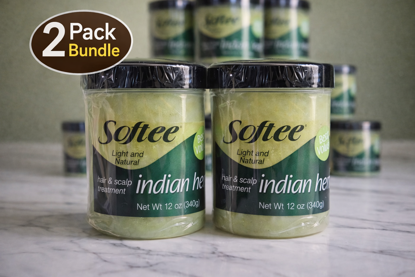 Bundle of 2 - Softee Hair and Scalp Treatment Indian Hemp net wt 12oz (340g)