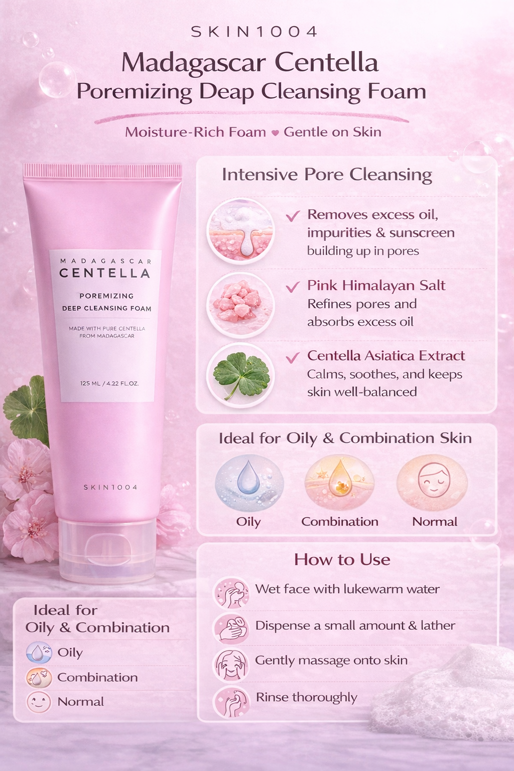 SKIN1004 Madagascar Centella Poremizing Deep Cleansing Foam (125ml)