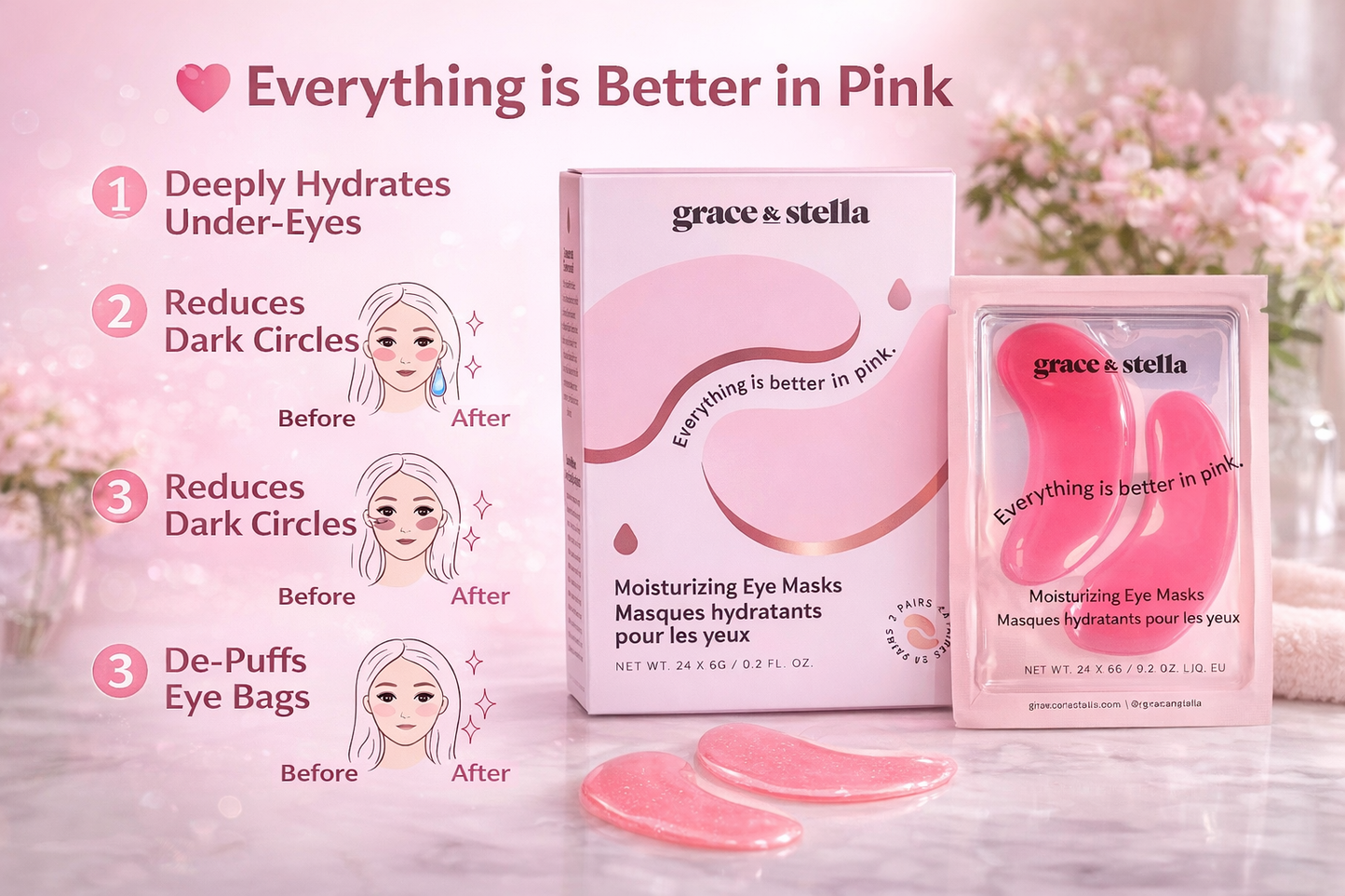 Grace & Stella Moisturizing Eye Masks – Hydrating Under Eye Patches (1 Pair)