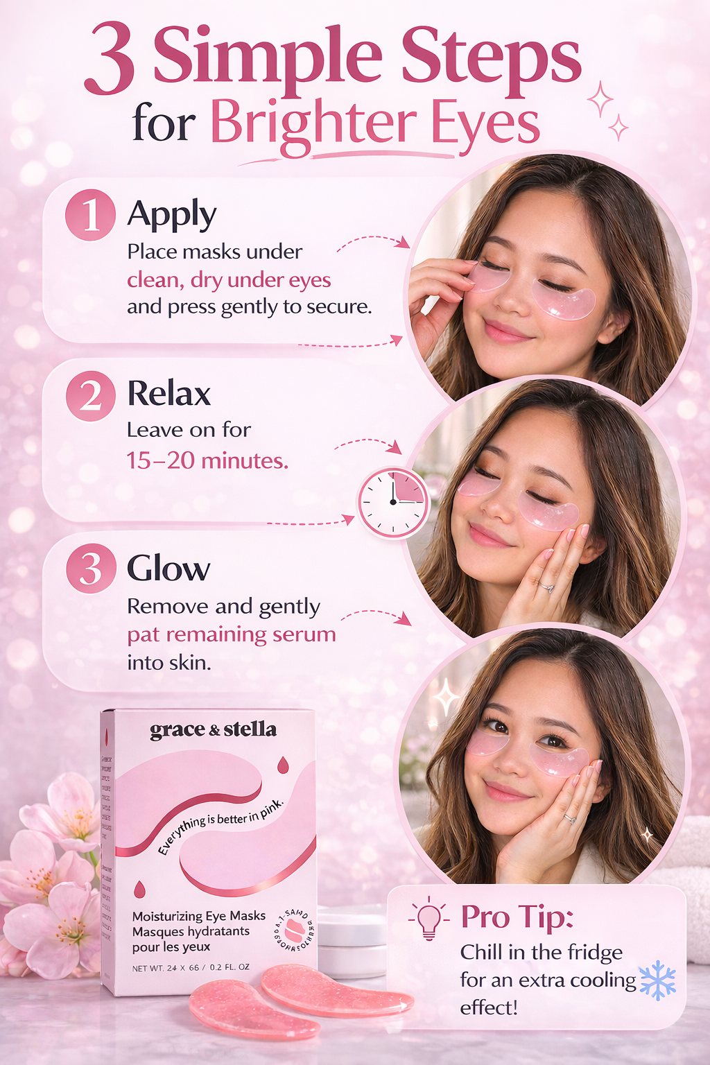 Grace & Stella Moisturizing Eye Masks – Hydrating Under Eye Patches (1 Pair)