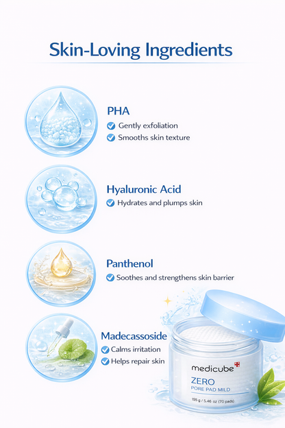Medicube Zero Pore Mild Pad  155g / 70 Pads