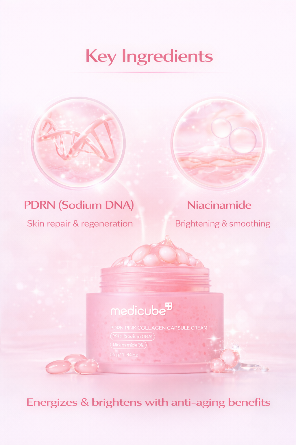 Medicube Salmon DNA PDRN Pink Collagen Capsule Cream – Firming & Hydrating Moisturizer (55g)
